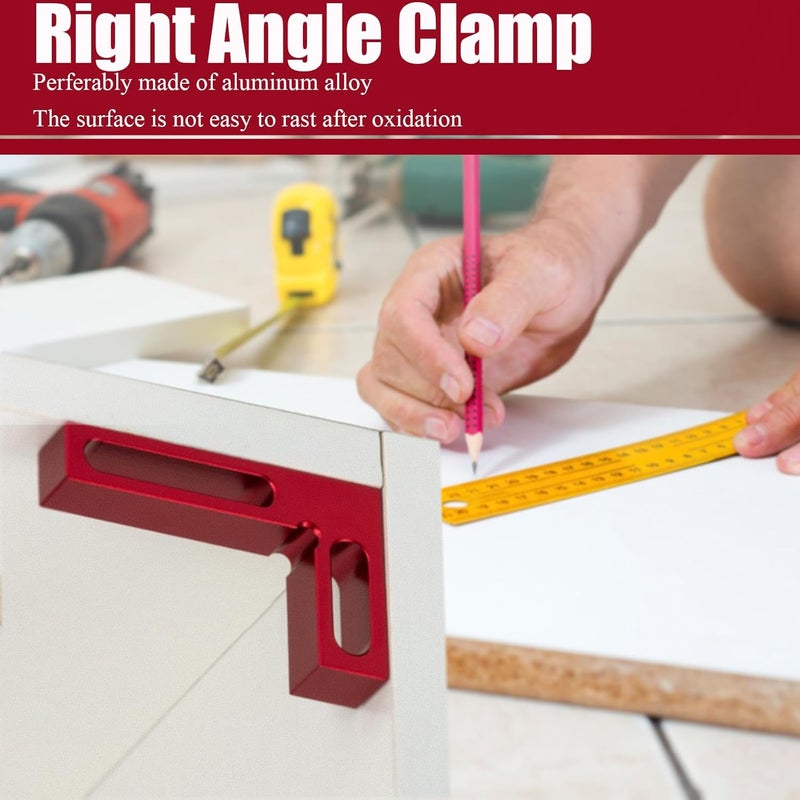 Eiahonen 90 Degree Mini Positioning Square, Premium Precision Woodworking Carpenter Corner Tool Right Angle Clamp, for Checking Edge of Carpenter Cutting Tool for Square (Red) - Image 4